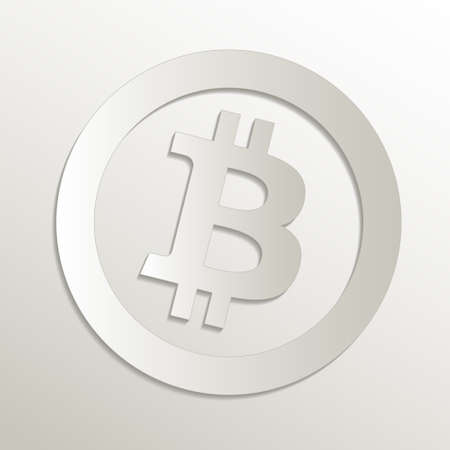 Bitcoin icon, card paper 3D natural vectorのイラスト素材