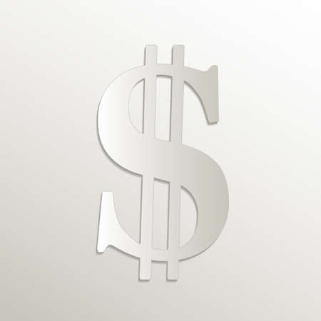 Dollar symbol icon, card paper 3D natural vectorのイラスト素材