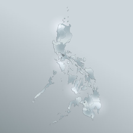 Philippines map, administrative division, design glass card 3D, blankの写真素材