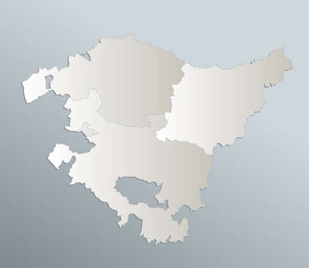 Basque Country map, administrative division, blue white card paper 3D, blankの写真素材
