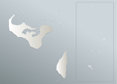 Tonga map, islands, blue white card paper 3D, blankの写真素材