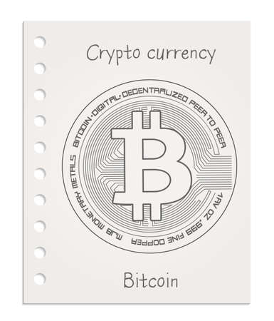 Bitcoin on realistic clean sheet of paper torn from block vectorのイラスト素材