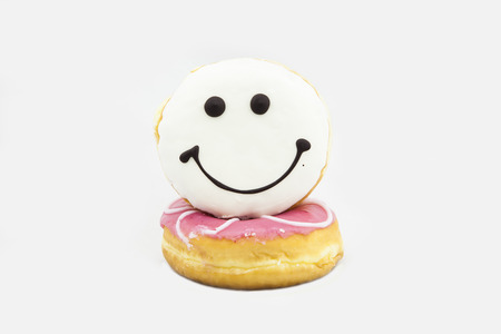 beautiful delicious donuts isolated on white backgroundの写真素材