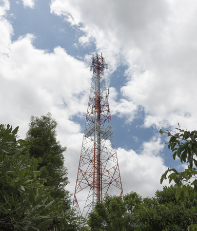 The telephone semaphor in the blue sky backgroundの写真素材