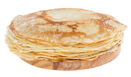 Stack of pancakes isolated on a white backgroundの写真素材