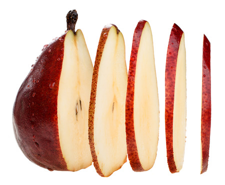 sliced pear isolated on white backgroundの写真素材