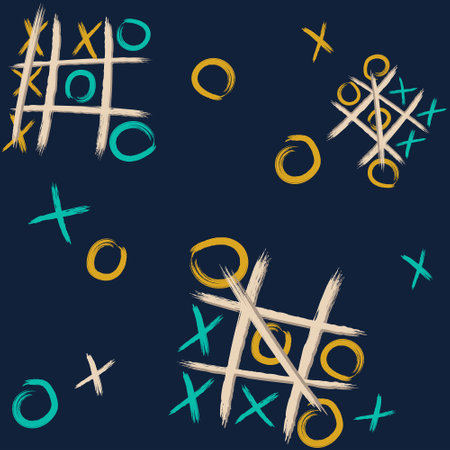 tic tac toe, school game, colorful seamless pattern for fabric and print on the paperのイラスト素材