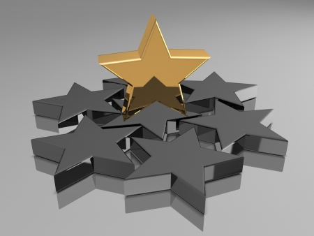 3d golden and black starの写真素材