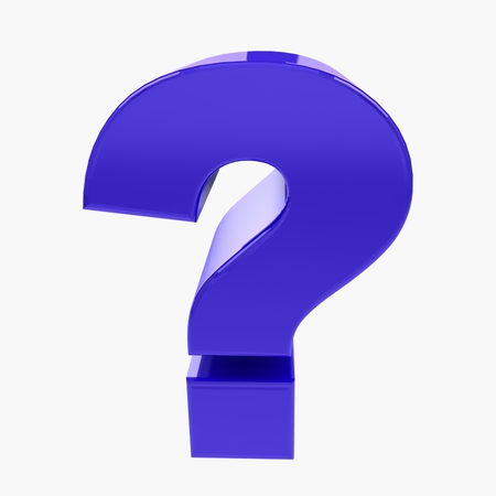 3d blue question mark , isolated on whiteの写真素材