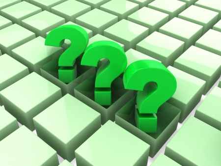 3d three green question marksの写真素材
