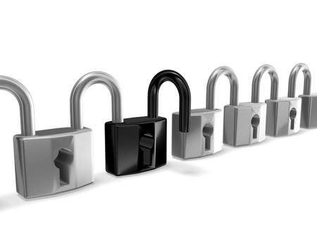 3d locks connectedの写真素材