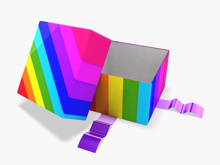 3d rainbow open gift box