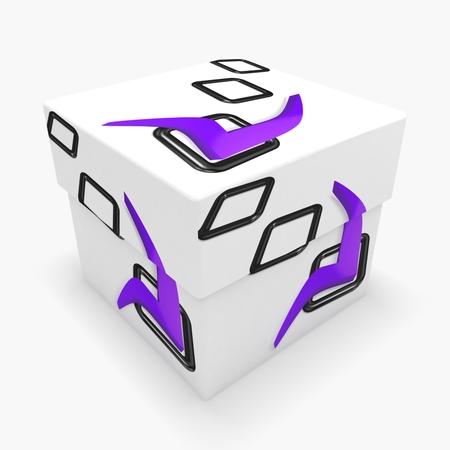3d gift box with green check mark