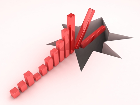 3d business graph fallingの写真素材