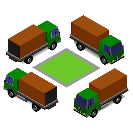 Vector truck isometric under different viewing angle.のイラスト素材