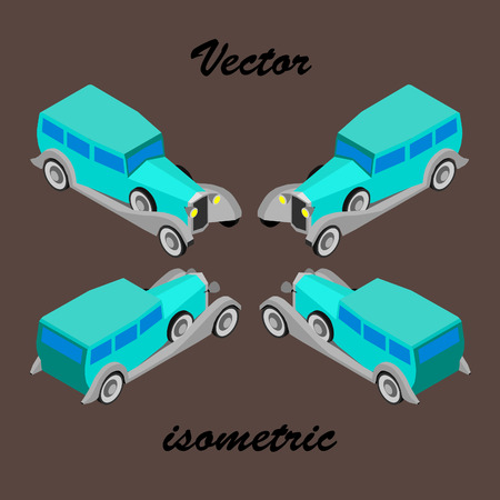 Prestigious car of 30th years. In isometric illustration.のイラスト素材