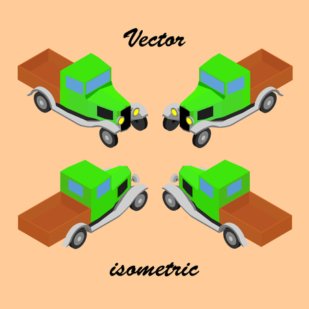 Retro truck in isometric vector illustration.のイラスト素材