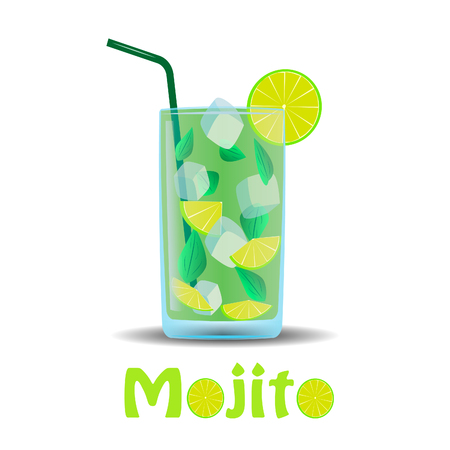 Glass with a cocktail mojito.のイラスト素材