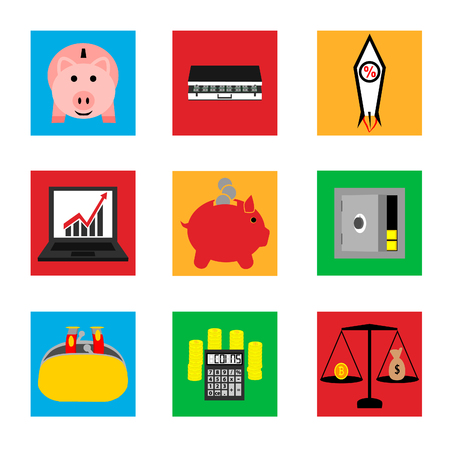 Icons on business and finance.のイラスト素材