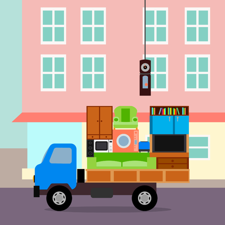 The truck is fully loaded and ready to move.のイラスト素材