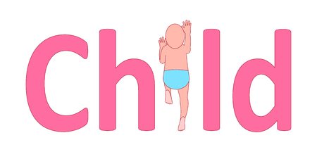 Logo crawling baby. The toddler is the letter ?I? in the word ?child?.のイラスト素材