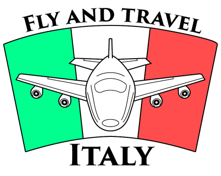 Logo travel to Italy. Airplane on the backgroundのイラスト素材