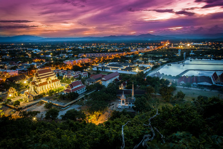 Viewpoint of Khao Chong Krachok at sunrise and grain picture, Prachuapkhirikhan province, Thailandの写真素材