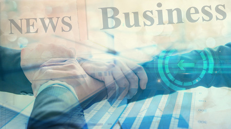 business people hold hands together as business alliance for startup business coorporation and networkの写真素材