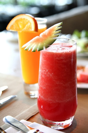Watermelon juice and orange juiceの写真素材