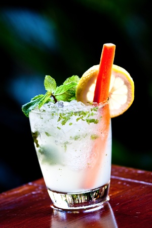 a glass of mojito cocktailの写真素材