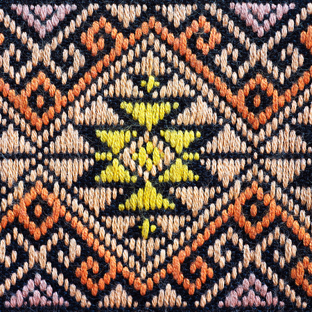 Colorful thai peruvian style rug surface close up  More of this motif   more textiles in my port 