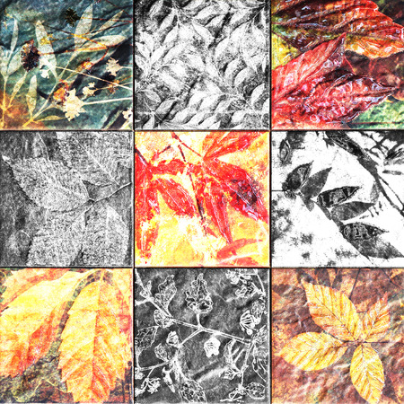 Old wall ceramic tiles patterns handcraft from thailand public mixing between color and black and...