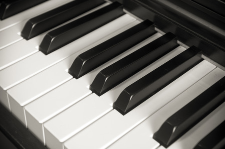 close-up of piano keys.