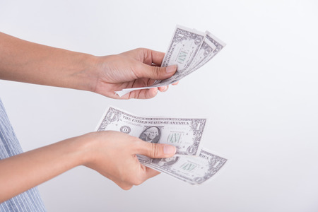 Hands counting dollar bills. business finance concept