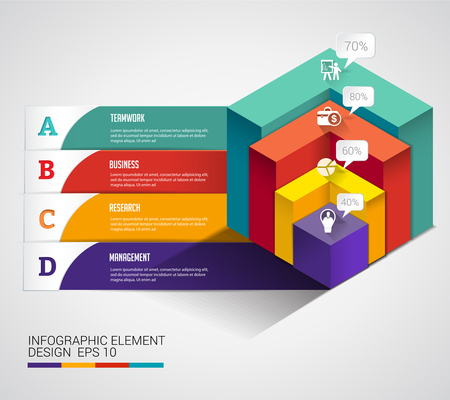 3d cubic modern chart business infographic. Can uesd for presentation, data diagram and infographic businessのイラスト素材