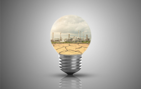 light bulb against tree on gray background. ecological and energy conceptの写真素材