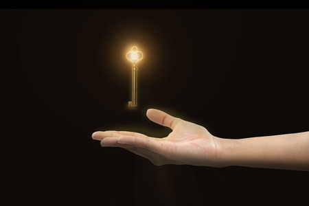 business hand with business key. concept unlock business success.の写真素材