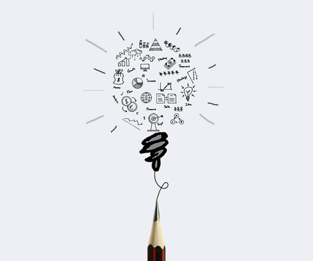 pencil drawing business graph with light bulb concept for idea, innovation and inspiration for...