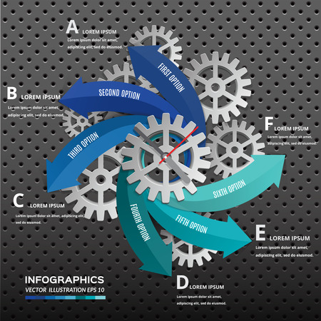 Arrow with gear wheel for infographic presentation design.のイラスト素材