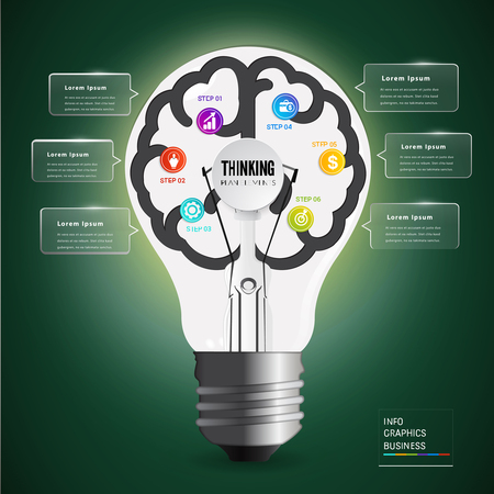 Light bulb brain learn business concept.education and business concept design,can used for banner,infographic,data,presentation business,chart,sign,brochure,leaflet ,web.Vector illustration.のイラスト素材