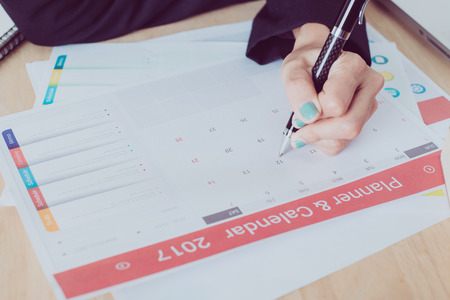 business Calender Planner meeting on desk office. organization management remind concept.