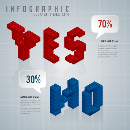 Modern vector abstract block vote chart infographic elements.YES OR NO wording of a  percent.can used for banner,infographic,data,presentation business,chart,sign,brochure,leaflet ,web and diagram.Vector illustration.のイラスト素材