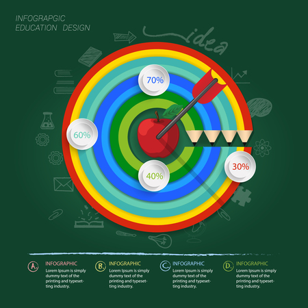 Goal education vector with dartboard arrrow in the target center.(Success business concept)can used for banner,infographic,data,presentation business,chart,sign,brochure,leaflet ,web and instruction media.Vector illustration.のイラスト素材