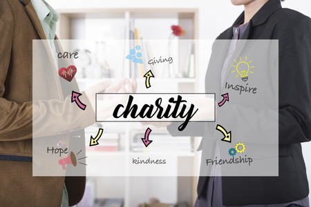 business community team concept for charity donations help support giving.の写真素材