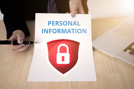 Business salesman agent showing Personal Information Form Identity Concept.