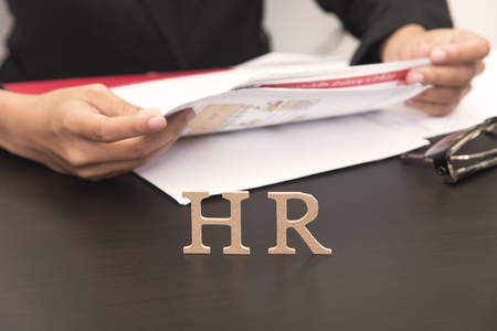 business employer holding Job application. concept HR and interview, hiring.の写真素材