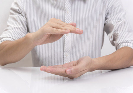 business hand in gesture of protection. concept safety, security, insurance.