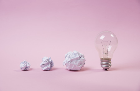 lightbulb with crumpled paper. concept brainstorming for idea creative.の写真素材
