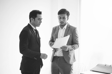 Businessman partner negotiation consulting and discussing at office.の写真素材