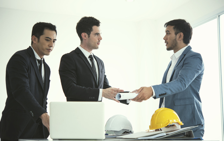 Group of businessman discussion conference. Young people discuss about strategy marketing new project on the meeting room office.の写真素材